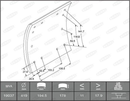 Тормозные накладки WVA19036 необходимы заклепки: L9 96шт BERAL 1903618600015606