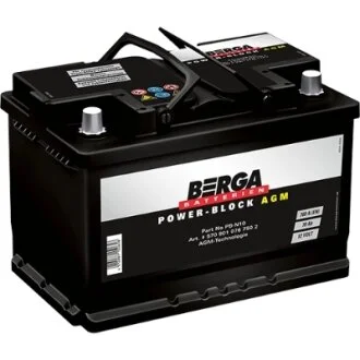 Акумулятор BERGA Power Block AGM 70Ah Ев (-/+) (760EN) (д276*ш175*в190) Berga 5709010767502
