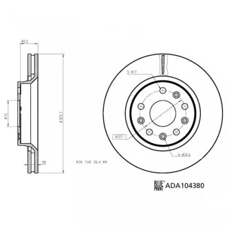 JEEP Гальмівний диск передній WRANGLER IV (JL) 2.0 T-GDi (JL72, JL74) 17- BLUE PRINT ADA104380