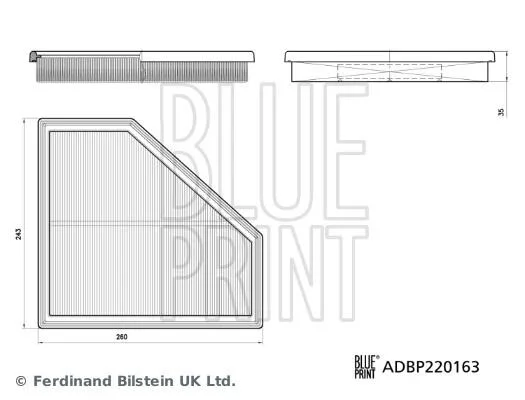 BMW Повітряний фільтр ліворуч 3 (G20, G80, G28) M3 20- BLUE PRINT ADBP220163 (фото 1)