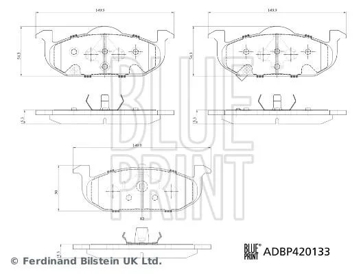 Комплект гальмівних колодок з 4 шт. дисків BLUE PRINT ADBP420133 (фото 1)