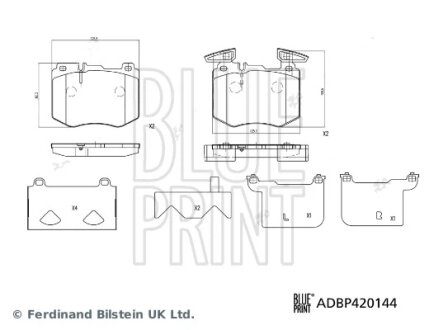 DB Комплект гальмівних колодок передні GLC (X253) 200 (253.942) 16-19 BLUE PRINT ADBP420144