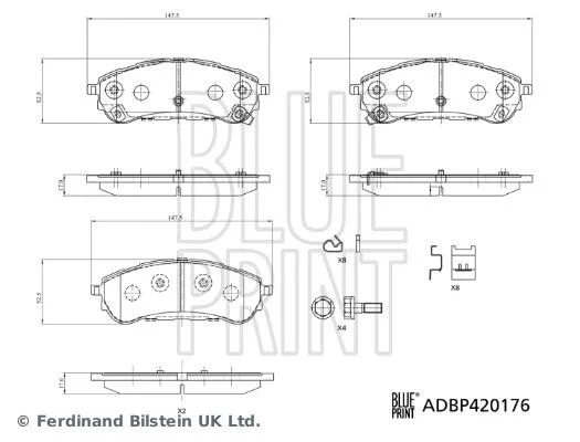 FORD Колодки гальмівні задні RANGER (TKE) 2.0 EcoBlue 4x4 BLUE PRINT ADBP420176 (фото 1)
