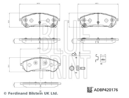 FORD Колодки гальмівні задні RANGER (TKE) 2.0 EcoBlue 4x4 BLUE PRINT ADBP420176