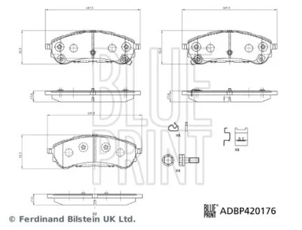 FORD Колодки гальмівні задні RANGER (TKE) 2.0 EcoBlue 4x4 BLUE PRINT ADBP420176