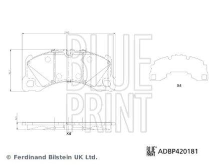 PORSCHE Комплект гальмівних колодок передні CAYENNE (9YA) 2.0 E-Hybrid AWD (9YAAM1) 18- BLUE PRINT ADBP420181