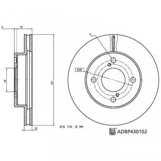 SUZUKI Гальмівний диск передн. IGNIS III 1.2 16- BLUE PRINT ADBP430102