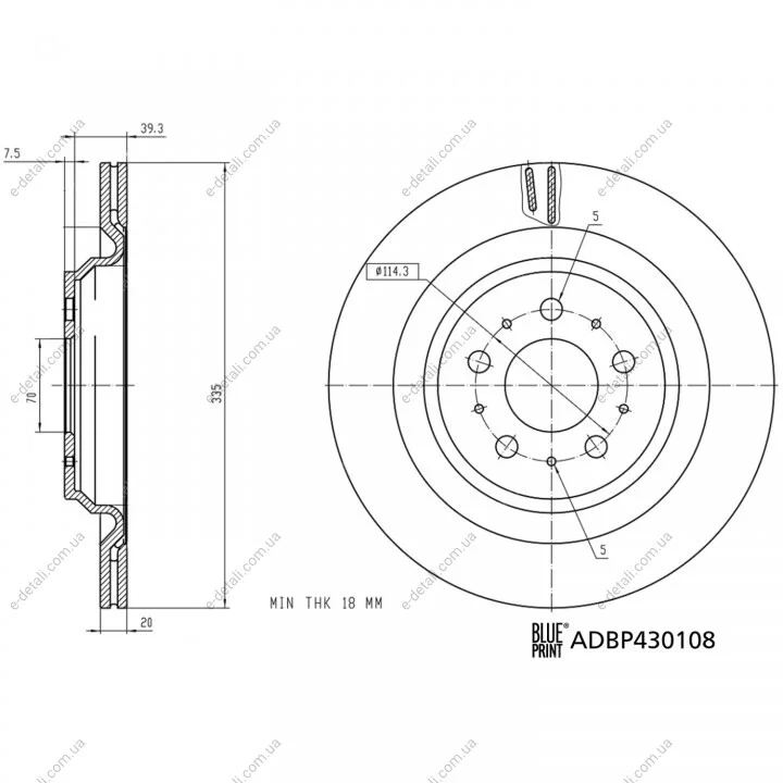 TESLA Диск гальм. задній MODEL 3 BLUE PRINT ADBP430108 (фото 1)