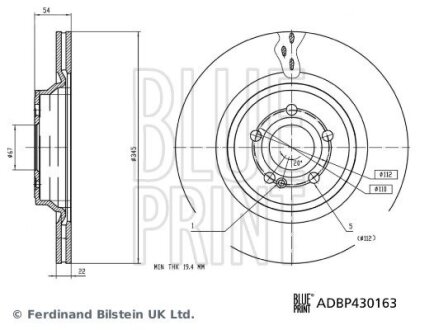 DB Гальмівний диск задн. GLE (V167, C167) GLS (X167) BLUE PRINT ADBP430163