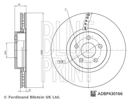 FORD Гальмівний диск передн. TOURNEO CONNECT / GRAND TOURNEO CONNECT V408, TRANSIT CONNECT 13- BLUE PRINT ADBP430166
