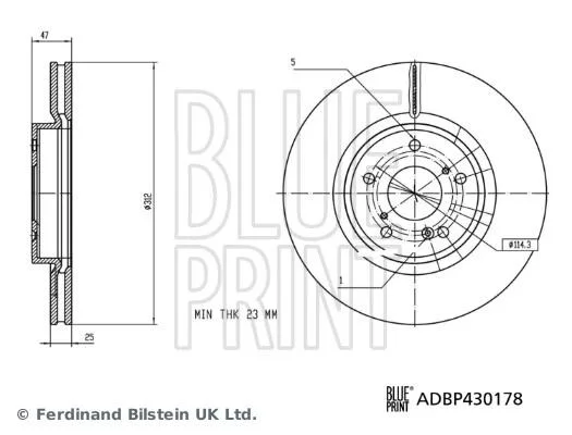 Гальмівний диск BLUE PRINT ADBP430178 (фото 1)