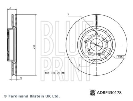 HONDA Гальмівний диск передній CR-V V (RW_, RT_) 2.0/2.4 17- BLUE PRINT ADBP430178