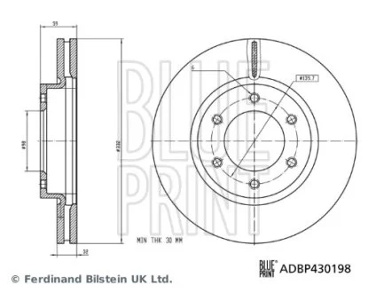 FORD Гальмівний диск передній RANGER 2.0-3.2 11- BLUE PRINT ADBP430198