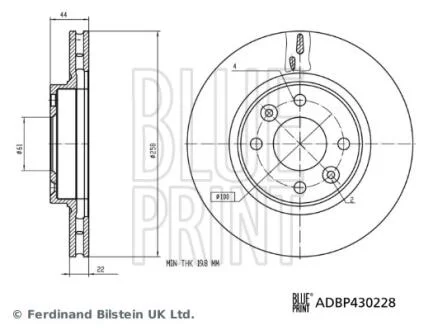 RENAULT диск гальмівний передній Sandero,Logan II,Renault,Smart BLUE PRINT ADBP430228