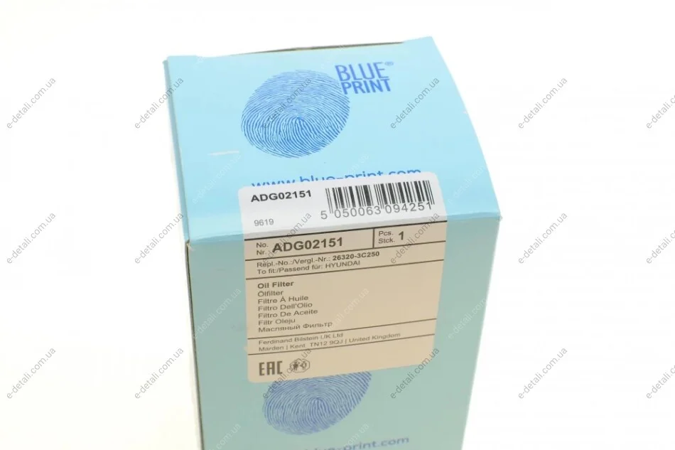 Фильтр масляный Kia Ceed 1.6CRDi 06- BLUE PRINT ADG02151 (фото 1)