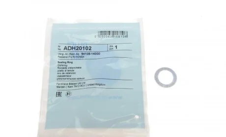 Прокладка пробки сливной масляного поддона Honda/Hyundai/Kia/Suzuki (14.4x22x2) BLUE PRINT ADH20102