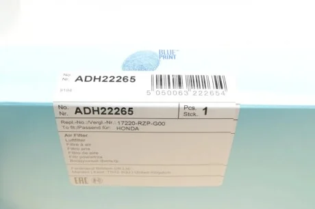 Фильтр воздушный Honda CR-V III 2.0i 07-12 BLUE PRINT ADH22265