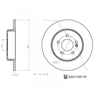 DB диск гальмівний задній W205 BLUE PRINT ADU1743119