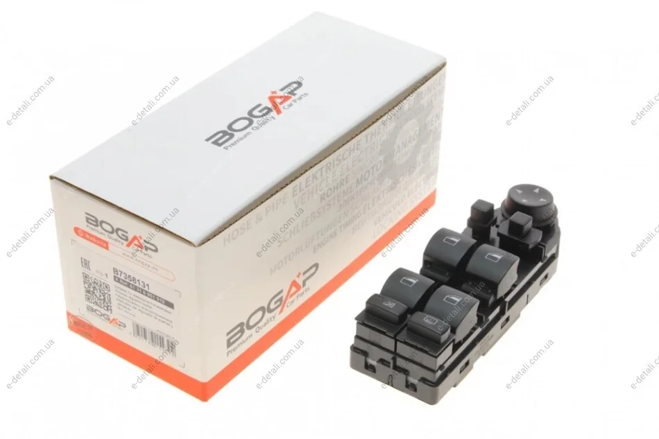 Кнопка склопідіймача (L) BMW 5 (E60) 03-10 M57/N43/N47/N52/N53/N62 (блок) BOGAP B7358131 (фото 1)