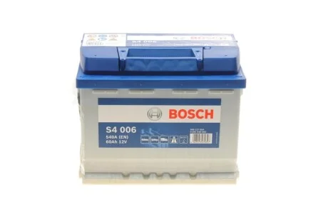 Автомобільний акумулятор Bosch S4 Silver 0092S40060 60Ah 540A L+ BOSCH 0 092 S40 060