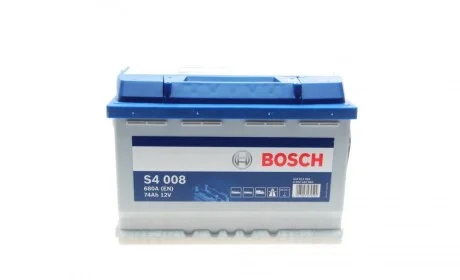 Акумулятор автомобільний S4 Silver 74Ah 680A R+ BOSCH 0 092 S40 080
