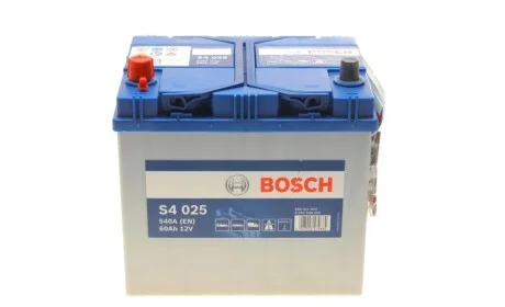Акумуляторна батарея 60Ah/540A (232x173x225/+L/B00) S4 Азія BOSCH 0 092 S40 250