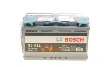 Акумулятор автомобільний Bosch S5 AGM 0092S5A110 80Ah 800A R+ BOSCH 0 092 S5A 110