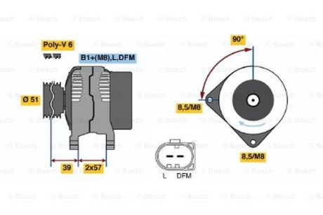 Генератор відновлений VW Golf VI 09-14, PASSAT B6 05-10, Golf V 03-09, Jetta V 05-10, Golf Plus 05-14, Polo 09-18; AUDI A3 03-12; SKODA Octavia A5 04-13, Fabia II 07-14, Rapid 13-19, Roomster 06-15; SEAT Altea 04-09, Ibiza 09-17, Toledo IV 12-18, Co BOSCH 0124325128