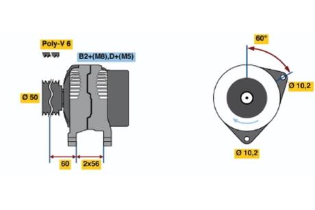 Генератор відновлений OPEL Astra G 98-05, Vectra B 95-02, Zafira A 99-05 BOSCH 0124415005 (фото 1)