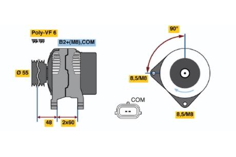 Генератор відновлений Renault Scenic III 09-16, Renault Megane III 09-16, Renault Kangoo 09-17 BOSCH 0124425071