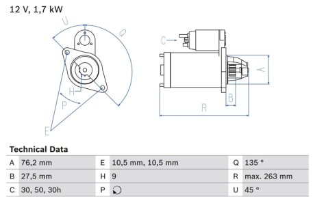 Стартер BOSCH 0986014890