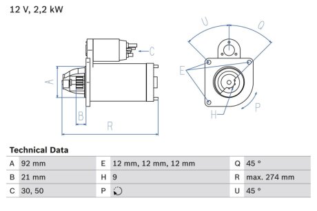 Стартер BOSCH 0986016210