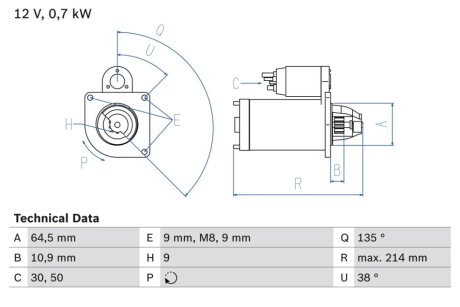 Стартер BOSCH 0986017030