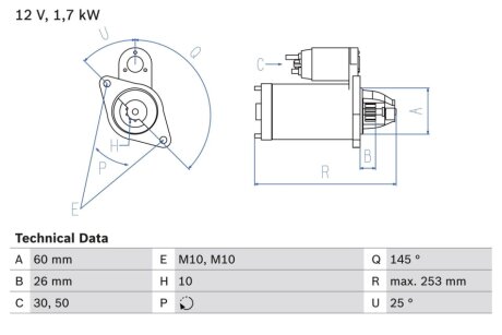 Стартер BOSCH 0986017890