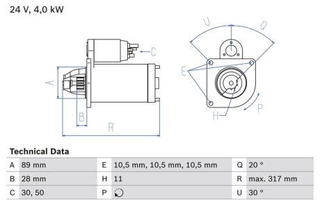 Стартер BOSCH 0986018990