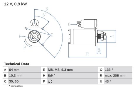 Стартер BOSCH 0986019301