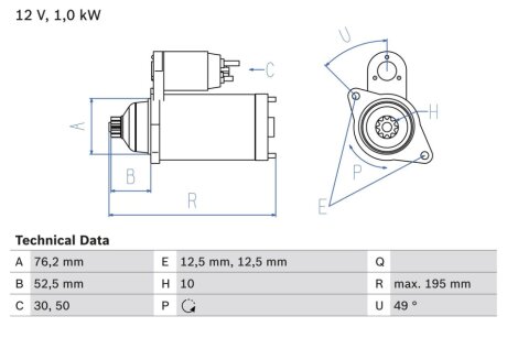 Стартер BOSCH 0986020220