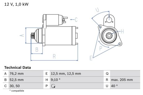 Стартер BOSCH 0986020290