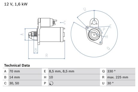 Стартер BOSCH 0986021260