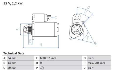 Стартер BOSCH 0986021530