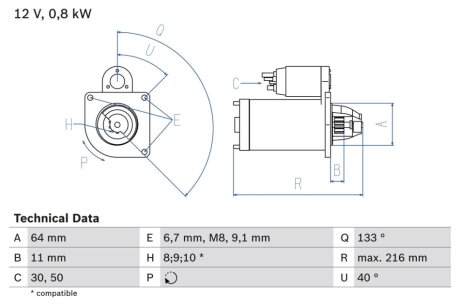 Стартер BOSCH 0986021590