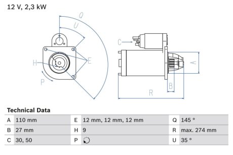 Стартер BOSCH 0986023860