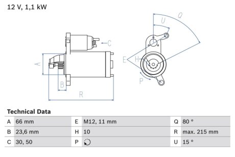 Стартер BOSCH 0986024010