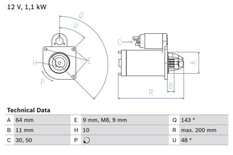 Стартер BOSCH 0986024020