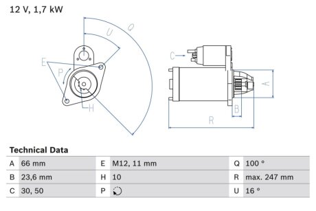 Стартер BOSCH 0986024030