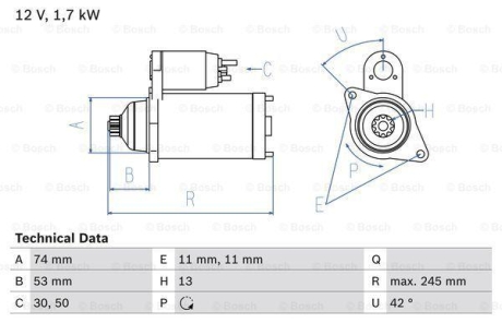 Стартер BOSCH 0986024550