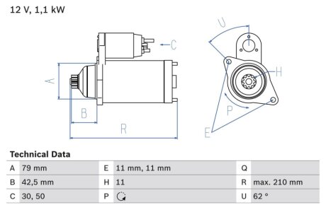 Стартер BOSCH 0986025360