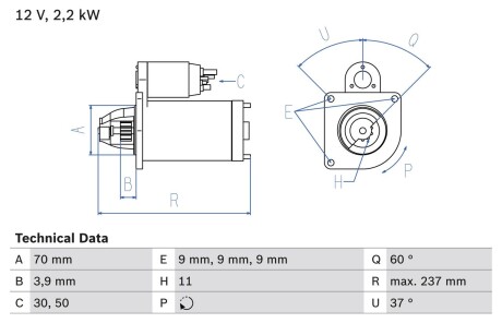 Стартер BOSCH 0 986 027 000