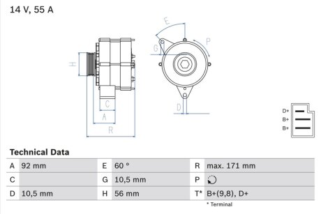 Генератор BOSCH 0986033740