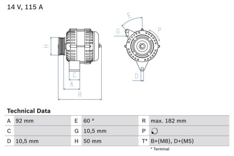 Генератор BOSCH 0986037990